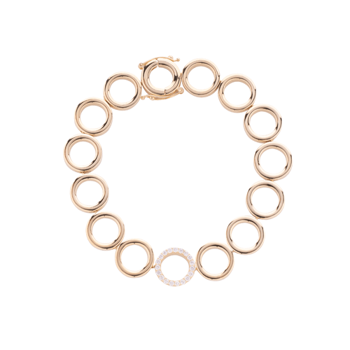 Pulseira Forever P de Ouro 18k com Diamantes
