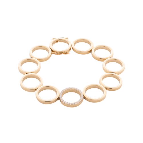 Pulseira Forever M de Ouro 18k com Diamantes
