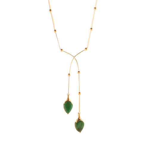 Colar Forever Gotas de Ouro 18k e Esmeraldas