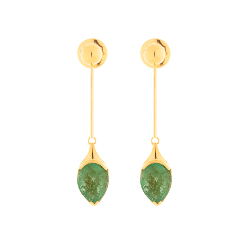 Brincos Forever Gota de Ouro 18k e Esmeraldas