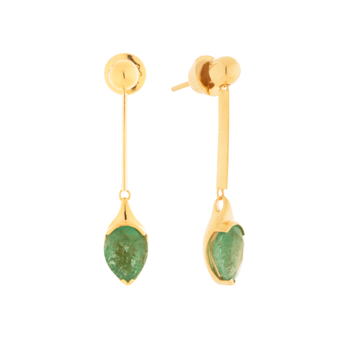 Brincos Forever Gota de Ouro 18k e Esmeraldas