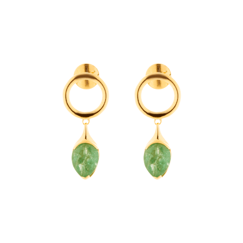 Brincos Forever P Gota de Ouro 18k e Esmeraldas
