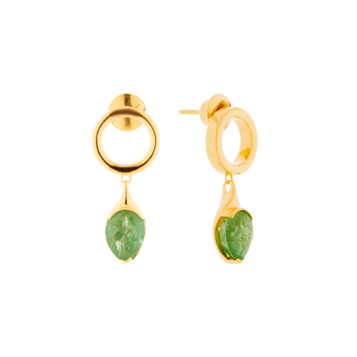 Brincos Forever P Gota de Ouro 18k e Esmeraldas