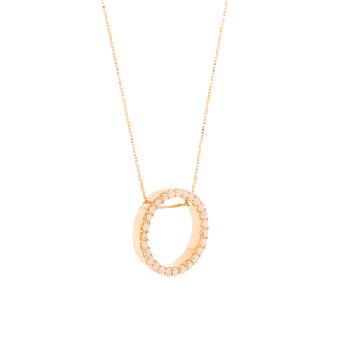 Colar Forever M de Ouro 18k com Diamantes