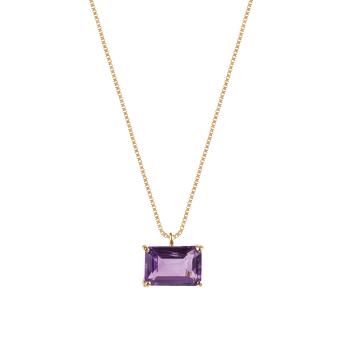 Colar Aquarela Retangular de Ouro 18k com Ametista