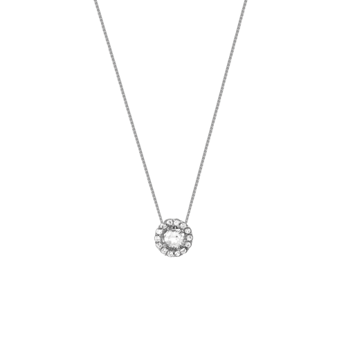 Colar Ponto de Luz de Ouro Branco 18k com Topázio Branco