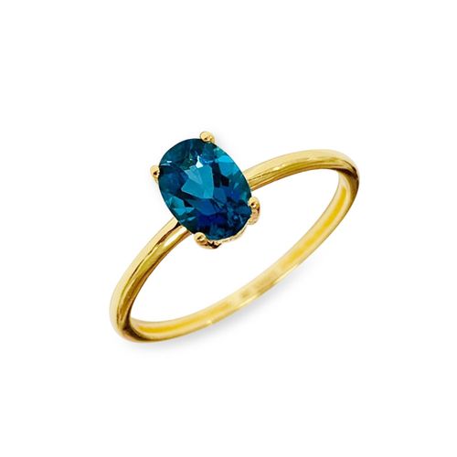 Anel Aquarela Oval de Ouro 18k com Topazios London