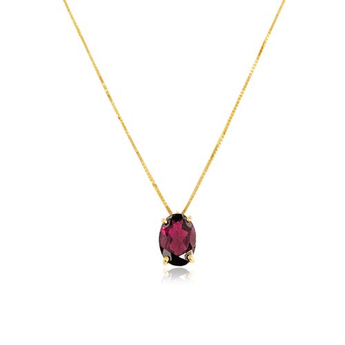 Colar Aquarela Oval de Ouro 18k com Rodolita