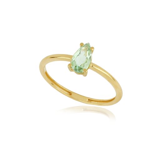 Anel Aquarela Gota de Ouro 18k com Turmalina Verde