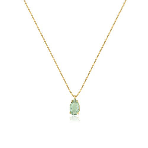 Colar Aquarela Gota de Ouro 18k com Turmalina Verde