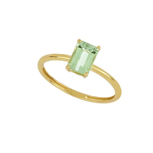 Anel Aquarela Retangular de Ouro 18k com Turmalina Verde
