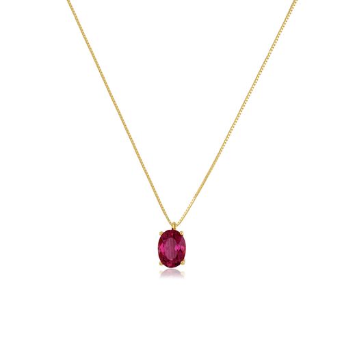 Colar Aquarela Oval de Ouro 18k com Rubelita