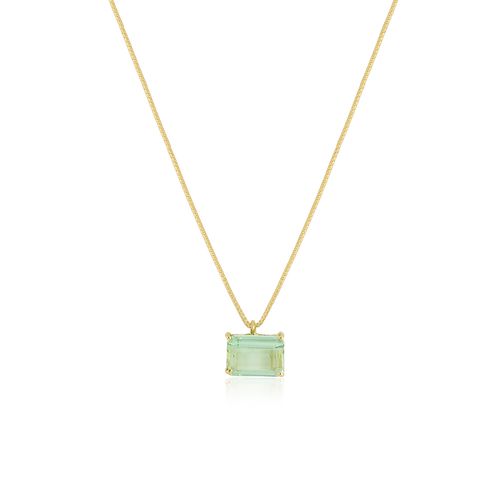 Colar Aquarela Retangular de Ouro 18k com Turmalina Verde