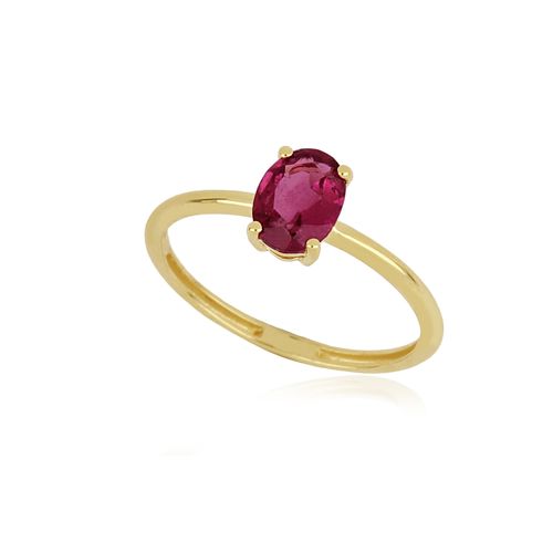 Anel Aquarela Oval de Ouro 18k com Rubelita