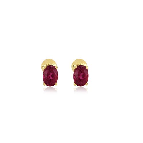 Brincos Aquarela Oval de Ouro 18k com Rubelita