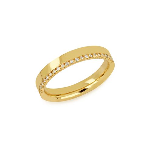 Aliança Maxior de Ouro 18k Meia Cravejada de Diamantes