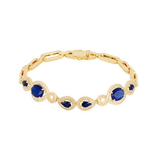 Pulseira Eterno de Ouro Amarelo 18k com Safiras e Diamantes