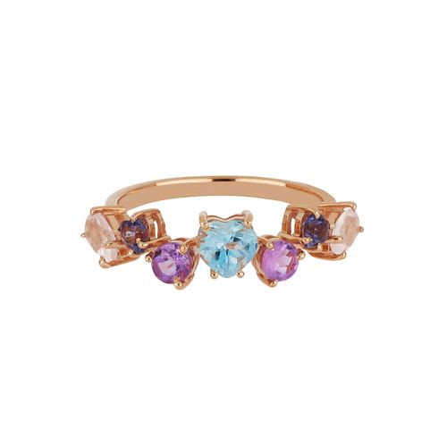 Anel Love Blend de Ouro 18k com mix de pedras brasileiras