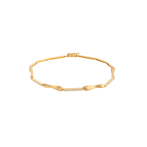Pulseira Yama de Ouro 18k com Textura e Diamantes