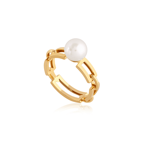 Anel Nara de Ouro 18k com Pérola 7mm