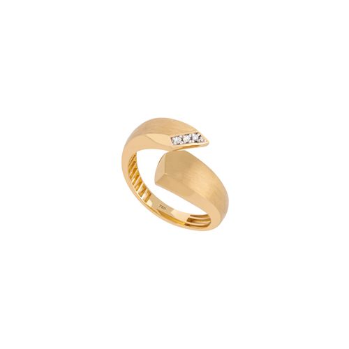 Anel Dádiva  P de Ouro Amarelo 18k com Diamantes
