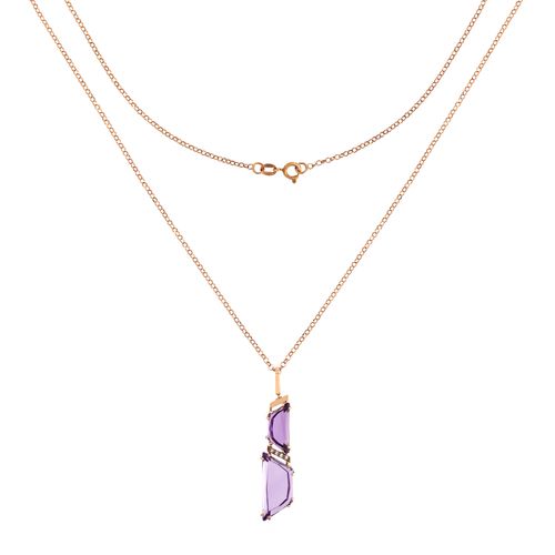 Colar Musa P de Ouro Rosé 18k com Ametistas e Diamantes Chocolate