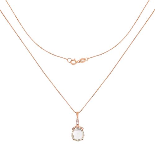 Colar Afeto de Prata 925 e Banho de Ouro Rosé com Prasiolita e Topázios Brancos - You by Maxior