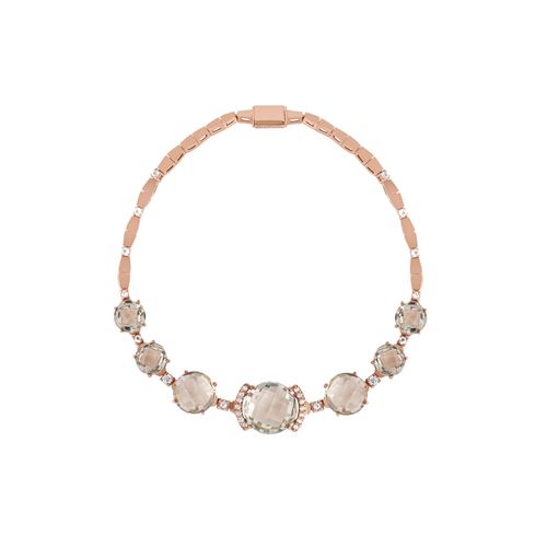 Pulseira Afeto de Prata 925 e Banho de Ouro Rosé com Prasiolitas e Topázios Brancos - You by Maxior