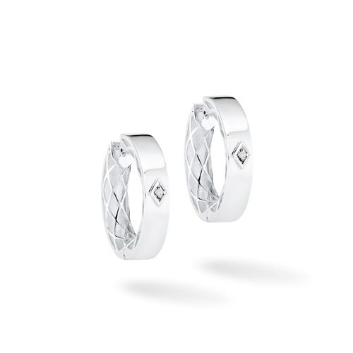 Brincos Argola Inove Lisa em Ouro Branco 18k com Diamantes