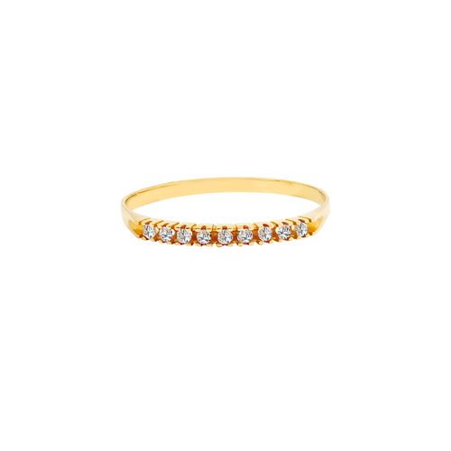 Anel Meia Aliança de Ouro 18k com Diamantes de 2 Pontos