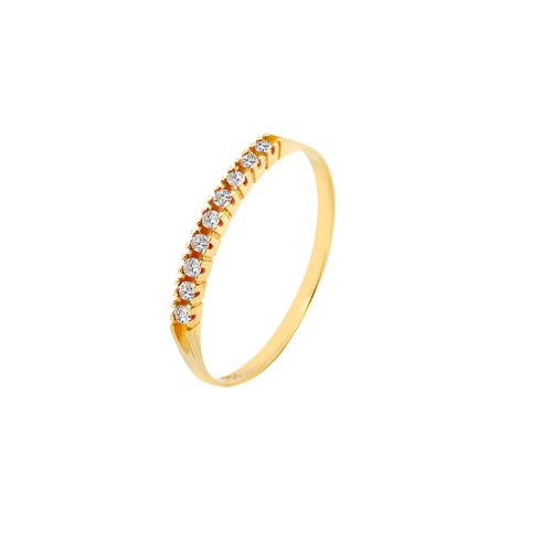 Anel Meia Aliança de Ouro 18k com Diamantes de 2 Pontos