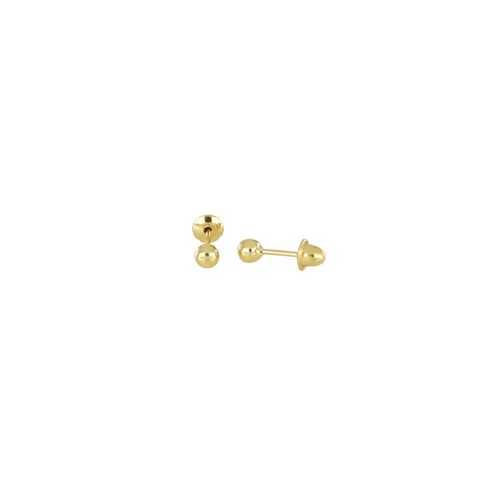 Brincos Infantis  de Bolinha 3 mm de Ouro Amarelo 18K