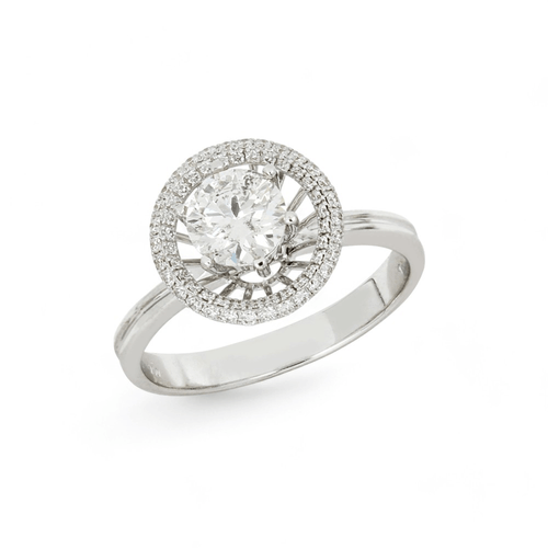 Anel Solitário Maxior de Ouro Branco 18k com Diamante de 90 Pontos