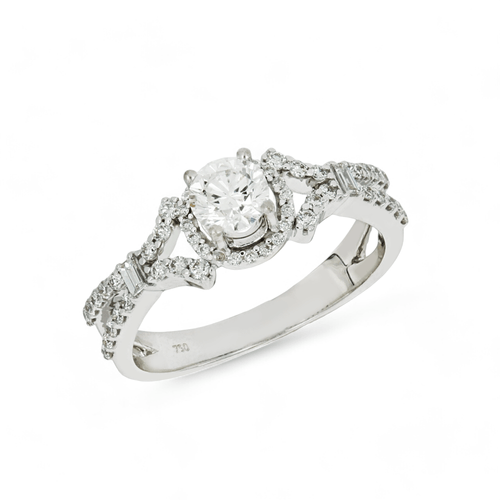 Anel Solitário Maxior de Ouro Branco 18k com Diamante de 60 Pontos