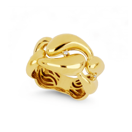 Anel Brisa de Ouro Amarelo 18k com Diamantes