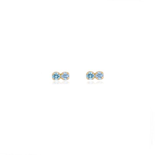 Brincos Infantis de Ouro Amarelo 18k com 2 Topázios Azuis