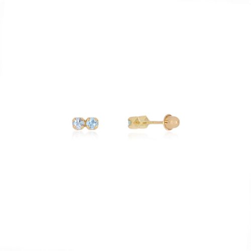 Brincos Infantis de Ouro Amarelo 18k com 2 Topázios Azuis