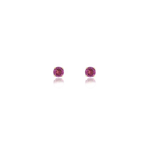 Brincos Infantis de Ouro Amarelo 18k com Rodolitas 3mm
