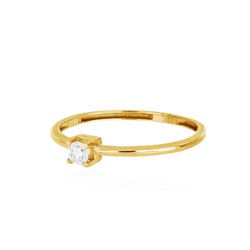 Anel Solitário de Ouro amarelo 18k com Diamante