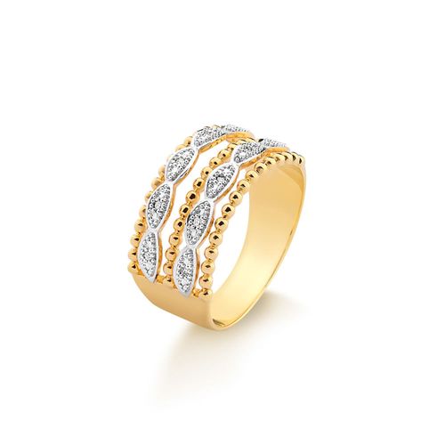 Anel Ritmo M de Ouro Amarelo 18k com Diamantes
