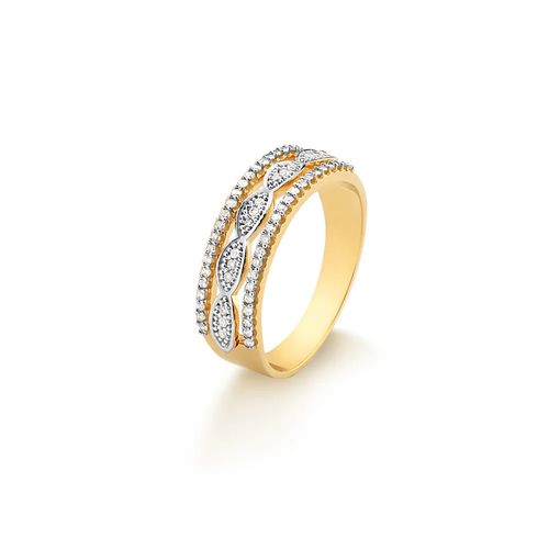 Anel Ritmo Premium P de Ouro 18k com Diamantes