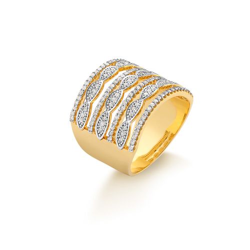 Anel Ritmo Premium G de Ouro 18k com Diamantes