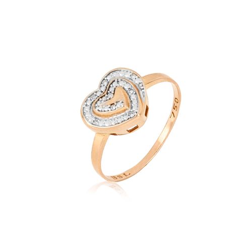 Anel Labirinto Coração Ouro Rosé 18k com Diamantes