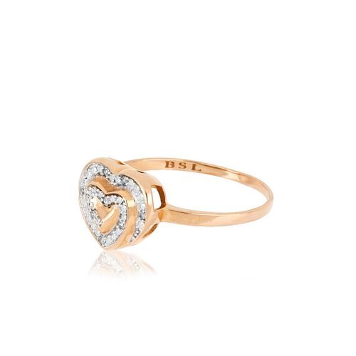 Anel Labirinto Coração Ouro Rosé 18k com Diamantes