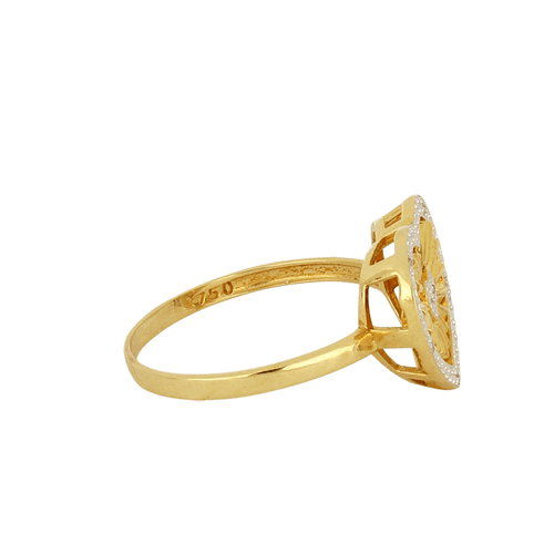 Anel Tabuleiro Coração de Ouro Amarelo 18k com Diamantes
