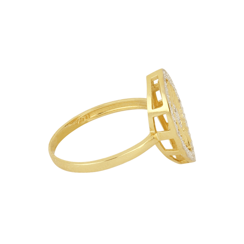 Anel Tabuleiro Navete de Ouro Amarelo 18k com Diamantes