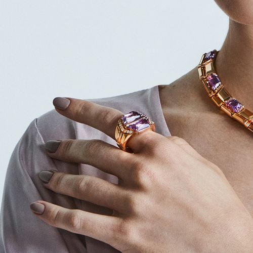 Anel Radiance G de Ouro Rosé 18k com Ametista e Diamantes