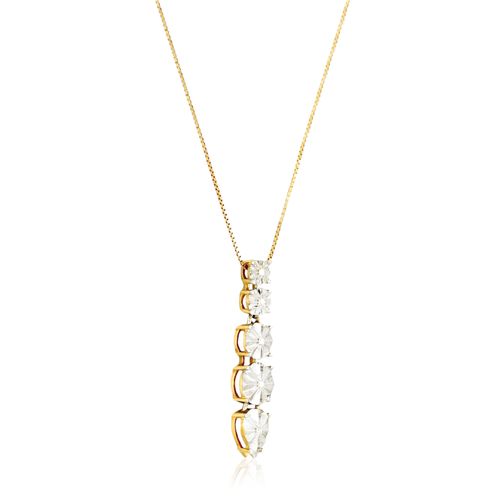 Colar Roseta de Ouro Amarelo 18k e Diamantes