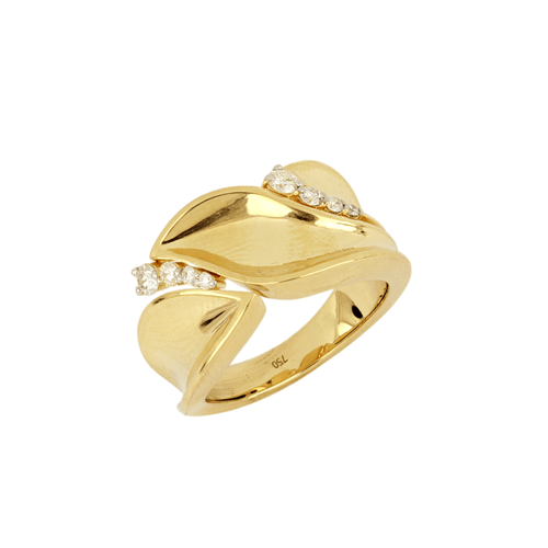 Anel Maré P de Ouro Amarelo 18k com Diamantes