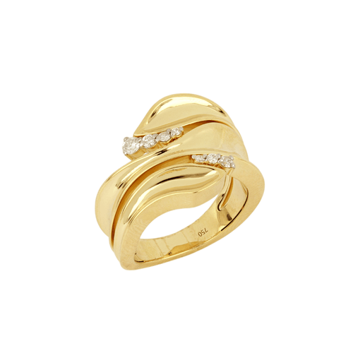 Anel Maré M de Ouro Amarelo 18k com Diamantes